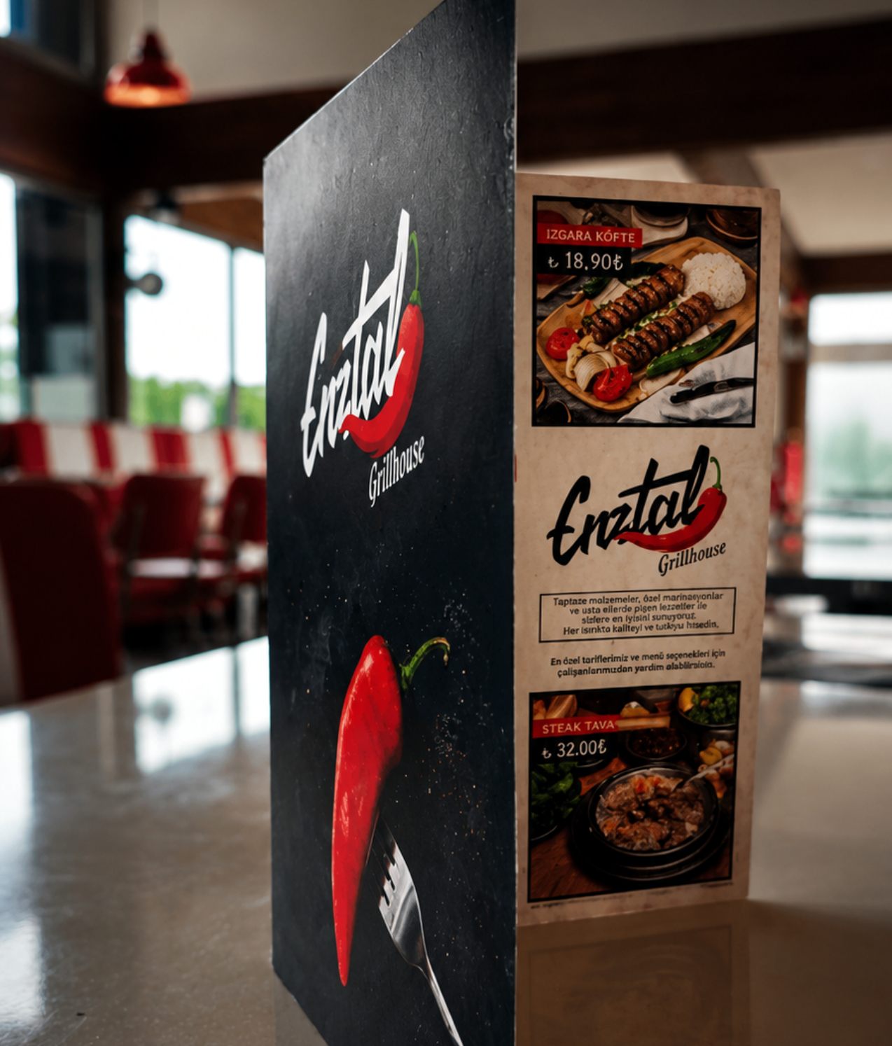Gedruckte Speisekarte für das Restaurant Enztal